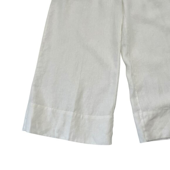 SOFT SURROUNDINGS 100% Linen Pleated Cropped Wide Leg Pants Pockets White size 4 - Picture 8 of 13